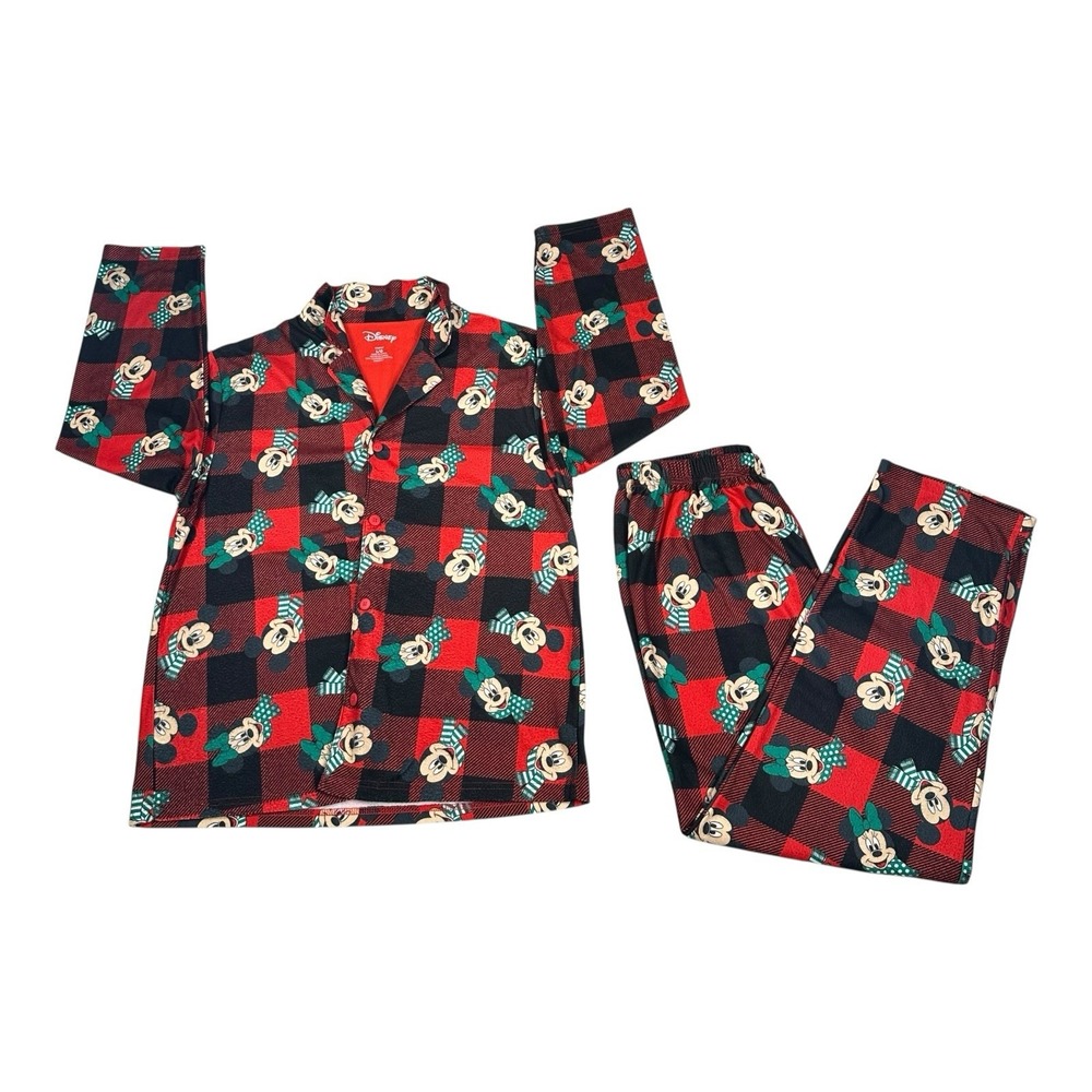 Disney Mickey Mouse Christmas 2 Pc Pajama Set Womens L Long Sleeve Top & Pant - Picture 1 of 12